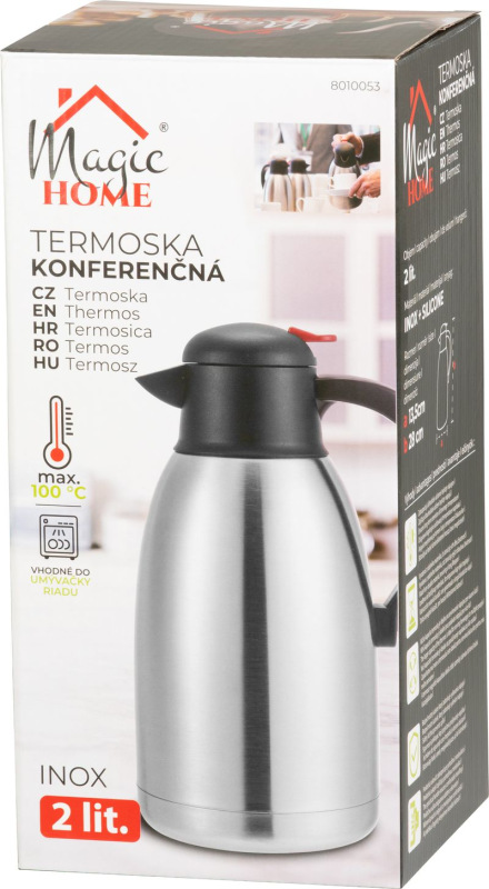 Termoska MagicHome, na kávu/čaj, konferenčná, nerez, 2000 ml 4