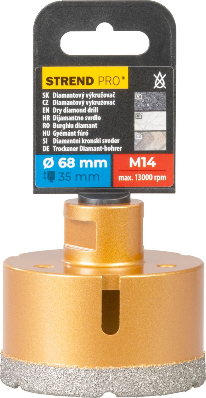 Vyrezávač Strend Pro, diamant, korunka, M14, 68 mm 2