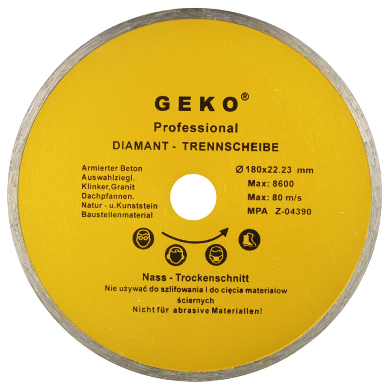 Diamantový kotúč celoobvodový 180 x 22 x 2,5 mm, GEKO