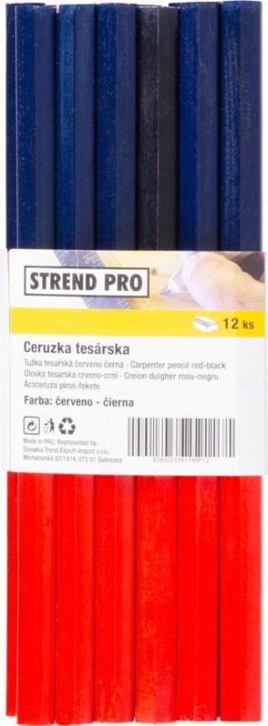 Ceruzka Strend Pro CP0657, tesárska, 180 mm, šesťhranná, 12ks, červená/čierna tuha