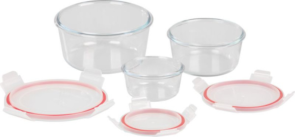 Dóza MagicHome, sada 3 ks, sklenená, sklo, okrúhla, s vekom, 370/800/1500 ml 2