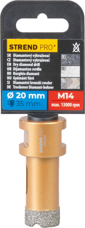 Vyrezávač Strend Pro, diamant, korunka, M14, 20 mm 2