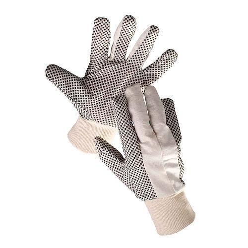 Rukavice OSPREY 10/XL, bavlnené, PVC terčíky, hobby, s blistrom, bal. 12ks