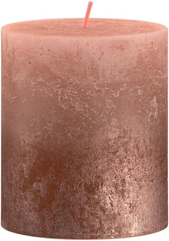 Sviečka Bolsius Rustic, valcová, Vianoce, Sunset Creamy Caramel+ Copper, 80/68 mm