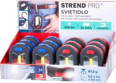 Svietidlo Strend Pro Worklight, prívesok, LED 200 lm, magnet, s klipsou, červená/modrá, 3x AAA, Sell