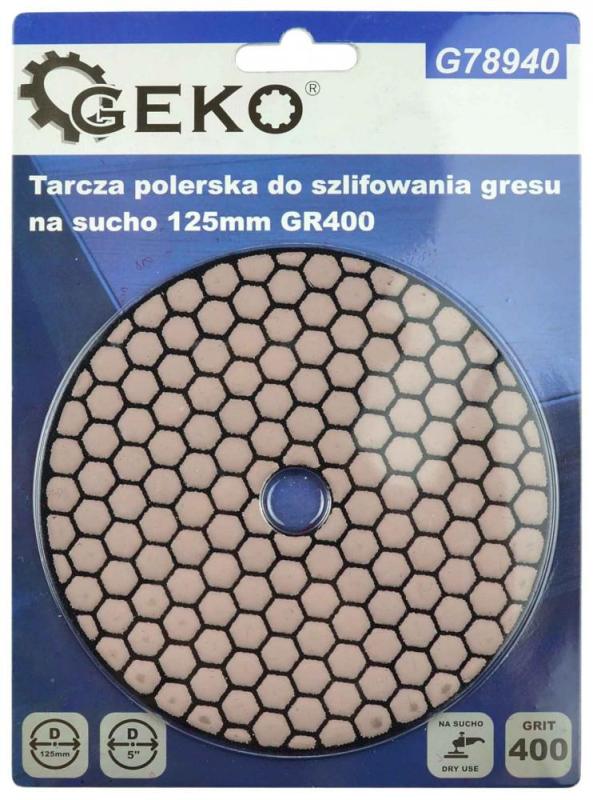 Brúsny diamantový kotúč 125 mm, zrno 400 suchý zips, brúsenie na sucho, GEKO 1