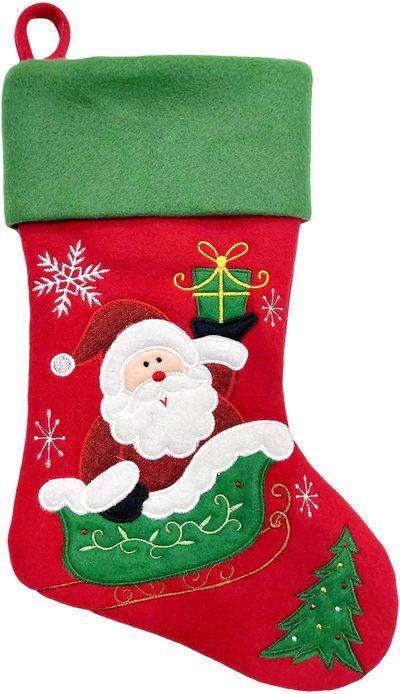 Dekorácia MagicHome Vianoce, Ponožka so santom, 41 cm