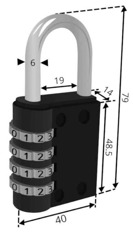 Zámok visiaci s číselným kódom 41 mm, XL-TOOLS 2