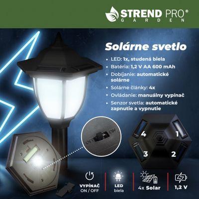 Lampa Strend Pro Garden, reťaz, ohrada, plot do záhrady, 2x solárne svietidlo, 1x LED, 16,5x16,5x71, 5