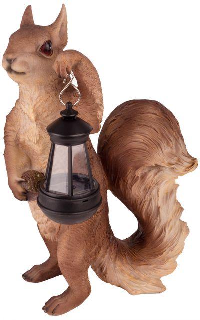 Dekorácia MagicHome Gecco, Veverička s lampášikom, polyresin, 29x19x41 cm