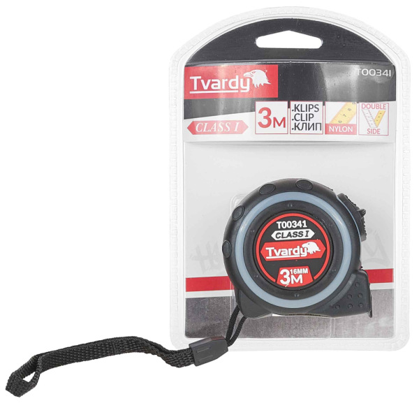 Meter zvinovací 3m x 16mm bez magnetu, obojstranný, I trieda presnosti, TVARDY 1