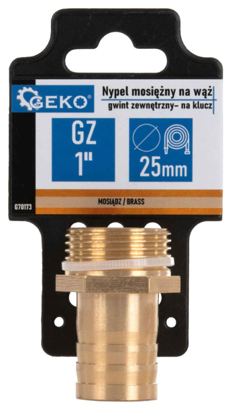 Mosadzná vsuvka na 25 mm hadicu, vonkajší závit 1", GEKO 4