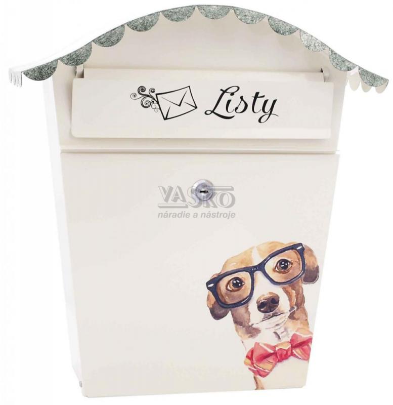 Poštová schránka s vlnitou strieškou, motív psík s okuliarmi, XL-TOOLS