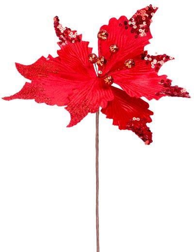 Kvet MagicHome Vianoce, Poinssetia, červená, stonka, veľkosť kvetu: 31 cm