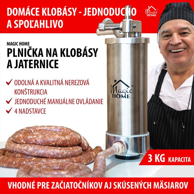 Plnička MagicHome SM206, na klobásy a jaternice, vertikálna, 3 kg, ručná 1