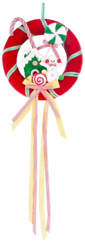 Dekorácia MagicHome Vianoce, Candy Line Veniec, 40x95 cm