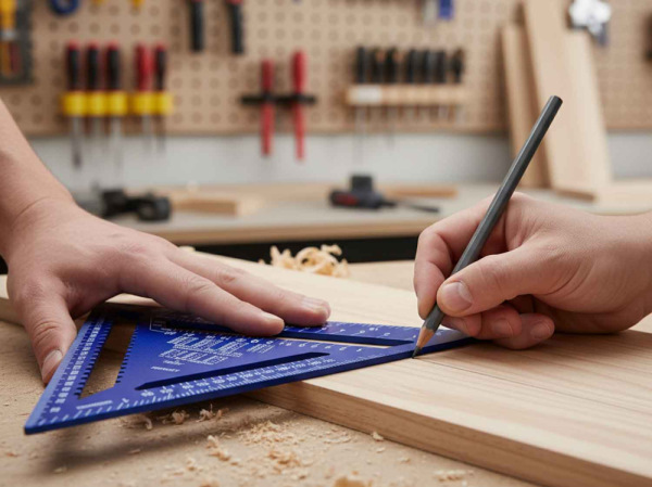 Uholník trojramenný stolársky s príložníkom 300 x 300 x 430 mm x 4 mm, GEKO 11