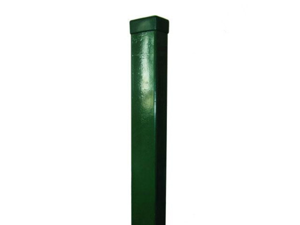Stĺpik "STANDART COLOR" 60x40mm/1,20m ZN+PP RAL 6005 GREEN 1,5mm + navarená pätka (3,0mm/100mm/100mm