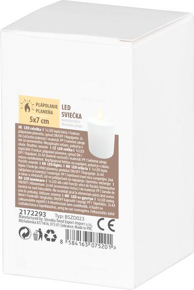 Sviečka MagicHome TG-52, LED, na hrob, biela, 2xAA, 5,5x10,5cm, (súčasť balenia 2xAA) 2