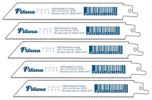 Mečový pílový list na kov 150x19x1,3 mm,18 zubov, BiMetal Co-8%, PILANA