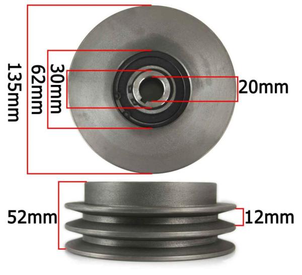 Odstredivá spojka pre motor, priemer 135 mm, hriadeľ 20 mm, 2 remenice, MAR-POL 1