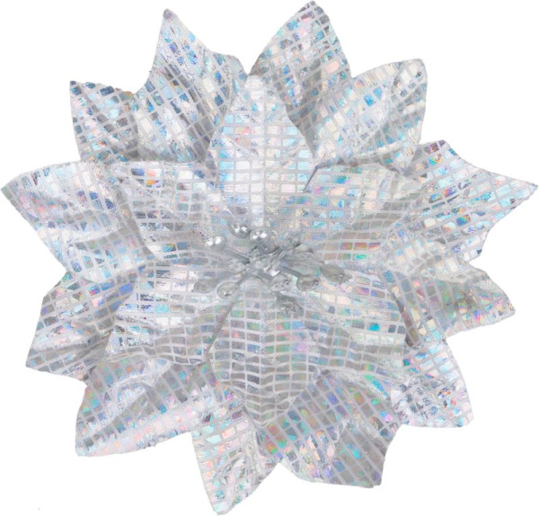 Kvet MagicHome Vianoce, poinsettia, strieborný, 12 cm