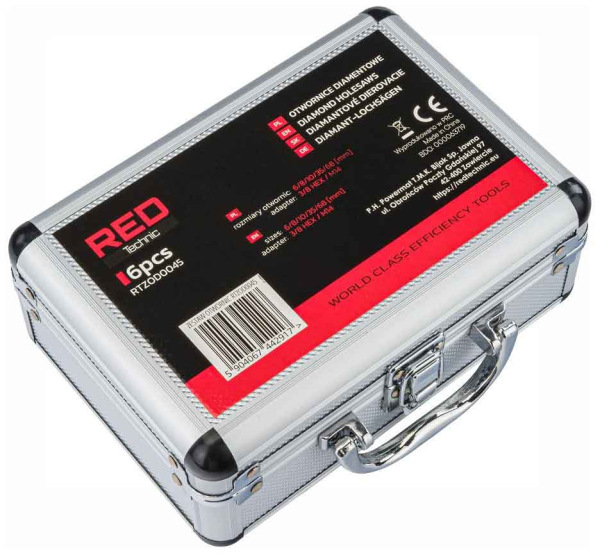 Sada diamantových koruniek, závit M14, rozmery 6,8,10,35,68 mm, RED TECHNIK 11