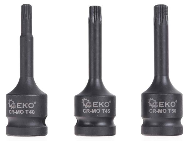 Sada úderových TORX hlavíc 1/2", T20 - T70, 9-dielna, GEKO