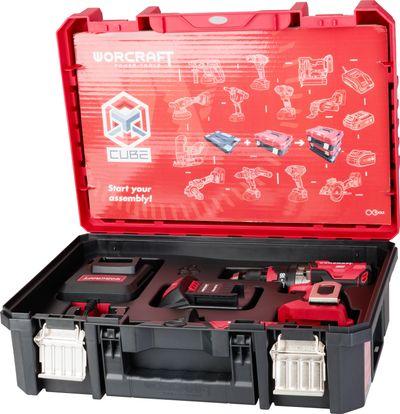 Set Worcraft XCUBE004 ShareSYS Toolbox, bezuhlíkový skrutkovač CHD-S20LiBH, 1x 4.0 Ah akumulátor, 1x 3