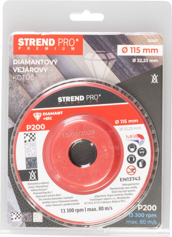 Kotúč Strend Pro Premium 115 x 22 mm, brúsny, P200, diamantový, lamelový 4