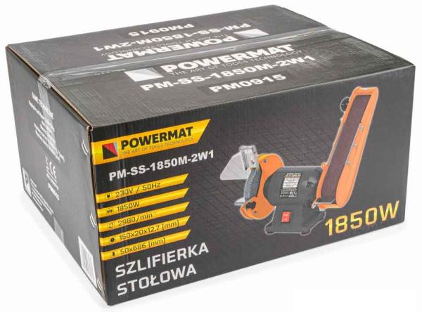 Stolová brúska 2v1, brúsny kameň 150 mm, brúsny pás 656x50 mm, PM-SS-1850M-2W1, POWERMAT