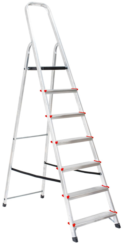 Schodíky hliníkové jednostranné - 7 stupne, 145 cm, nosnosť 120 kg, VASKO
