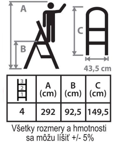 Schodíky Strend Pro LFT160 4 stupienkové stupadlo, oceľové, EN14183, nosn. 150 kg 5