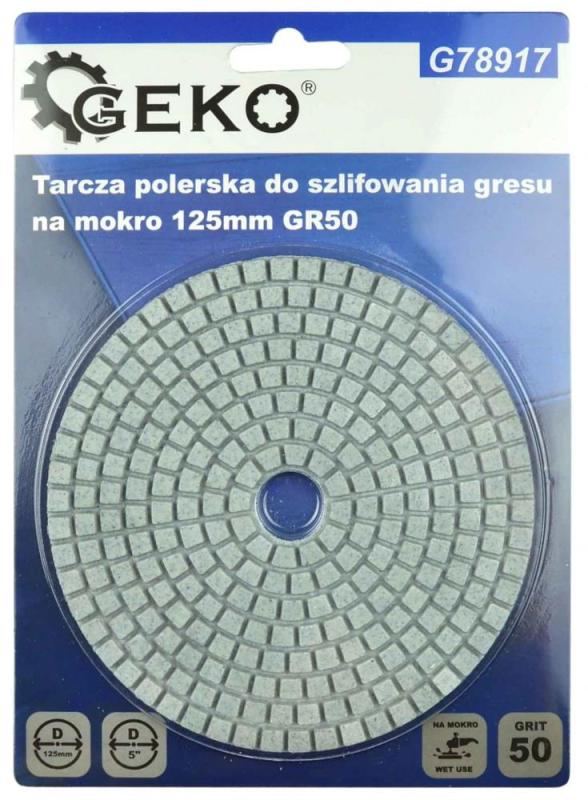 Brúsny diamantový kotúč 125 mm, zrno 50 suchý zips, brúsenie na mokro, GEKO 2