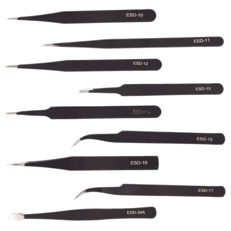 Sada antistatických nerezových pinziet, 9-dielna sada, GEKO 15