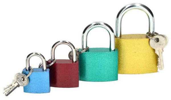 Zámok visiaci liatinový, farebný AB-40 mm, XL-TOOLS