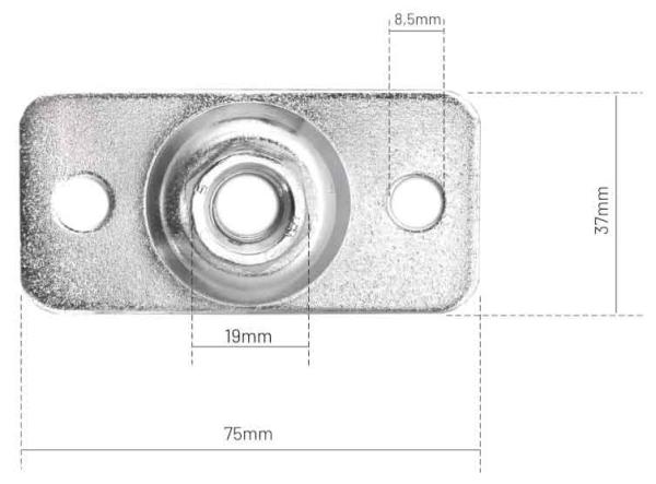 Nastaviteľný záves M12, platňa 75 x 37 mm, colný sadzobník 7308 9098