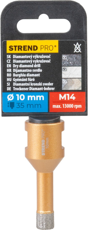 Vyrezávač Strend Pro, diamant, korunka, M14, 10 mm 2