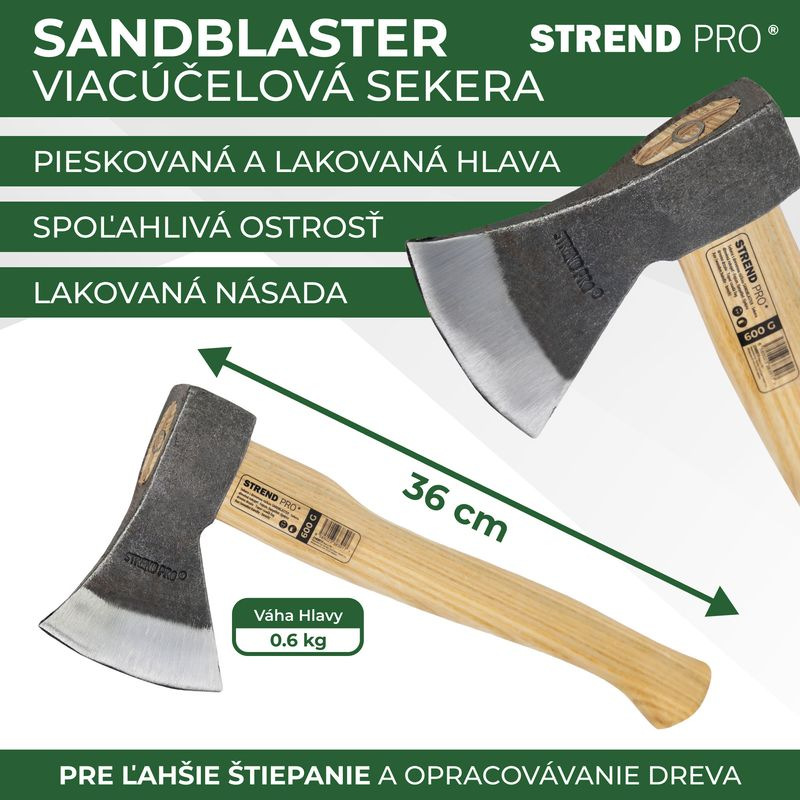 Sekera Strend Pro A613 Sandblaster 600 g, drevená násada 360 mm 2