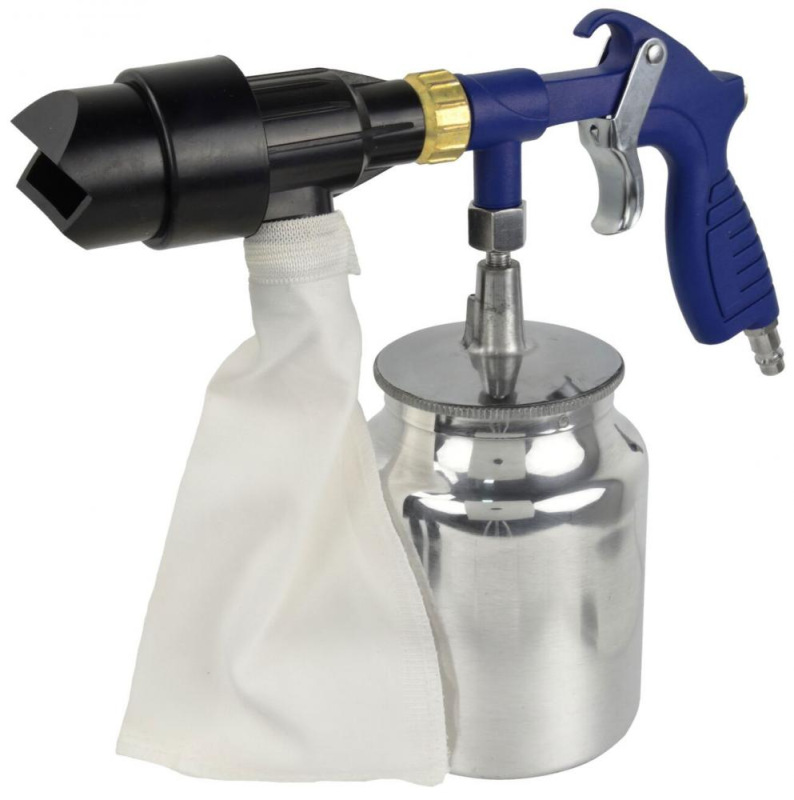 Pneumatická pieskovacia pištoľ s nadstavcami a 1 kg brusiva, GEKO 2