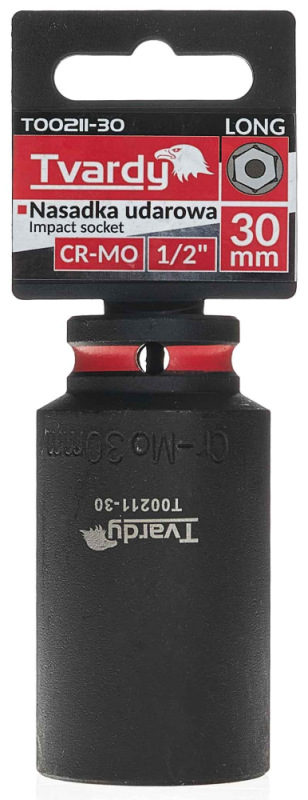 Hlavica nástrčná predĺžená 6HRAN 1/2" 30 mm, úderová, Cr-Mo, TVARDY 2