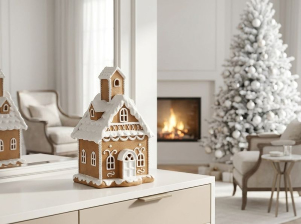Dekorácia MagicHome Vianoce, domček LED, perníkový, polyresin, 11,1x10,3x19 cm 4
