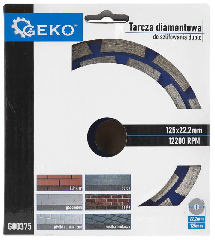 Brúsny diamantový kotúč 125 x 22 mm dvojradový, bez závitu, GEKO 4