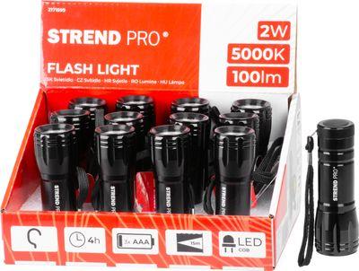 Svietidlo Strend Pro Flashlight FL004, COB 100 lm, AluBody, 3xAAA, Sellbox 12 ks