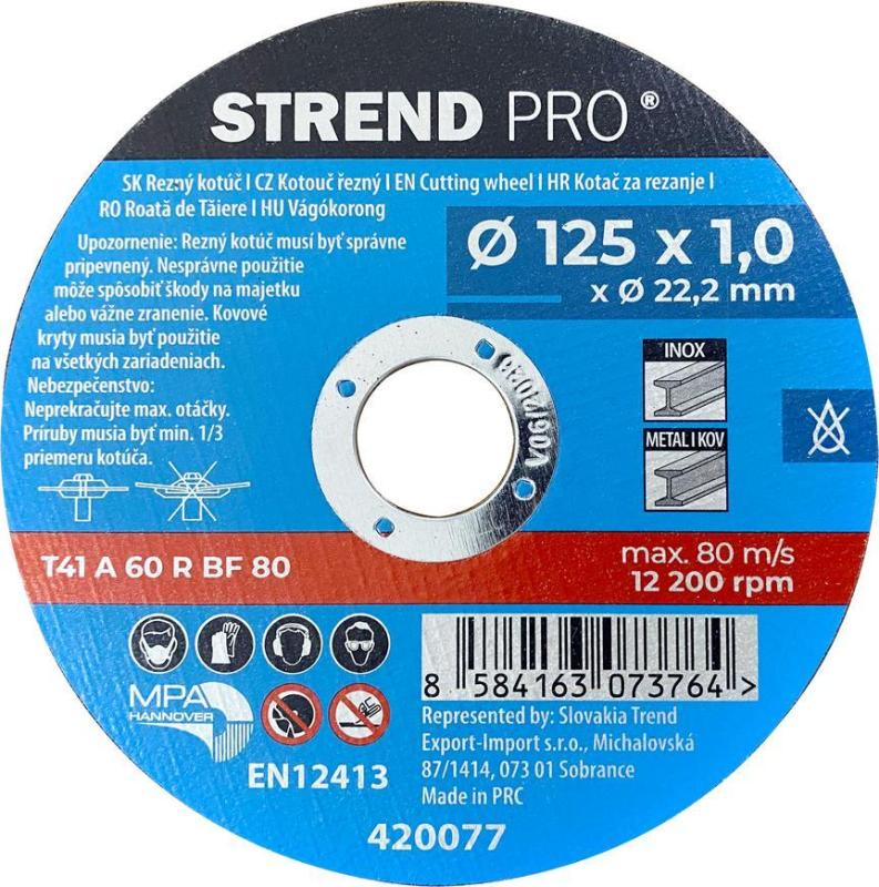 Kotúč Strend Pro 125x1,0x22,2 mm, rezný na kov, dóza, 10 ks