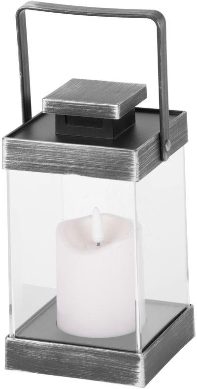 Lampáš MagicHome Vianoce Retro, s LED sviečkou, čierny, 3xAAA, plast, časovač, 10x18,5 cm, pohyblivý