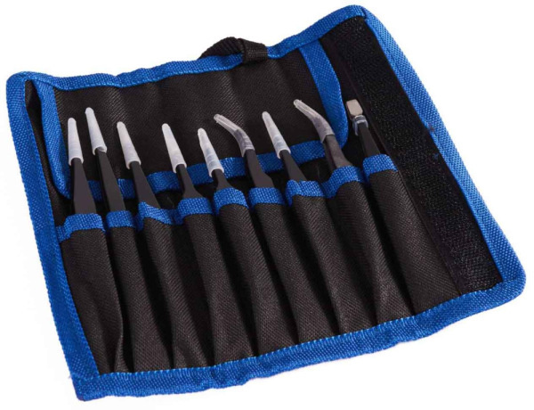 Sada antistatických nerezových pinziet, 9-dielna sada, GEKO 17