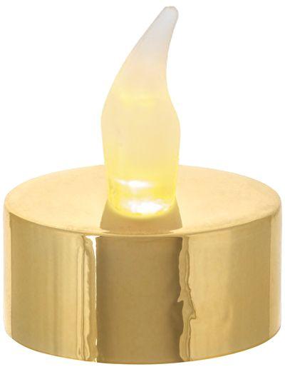 Sviečky MagicHome Vianoce, LED čajové, sada 2 ks, zlaté, na hrob, pohyblivý plameň