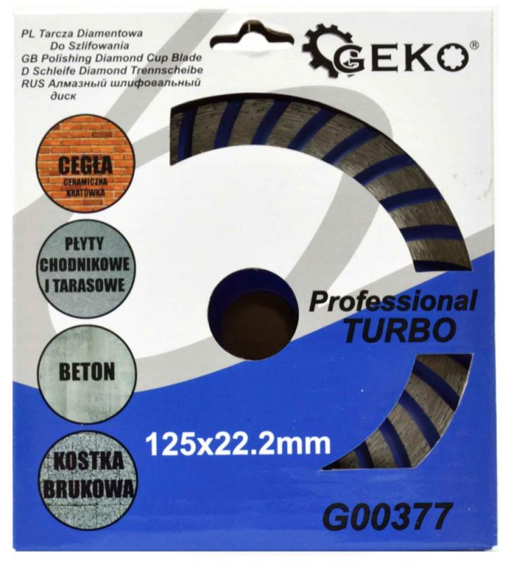 Brúsny diamantový kotúč 125 x 22 mm TURBO, bez závitu, GEKO 5