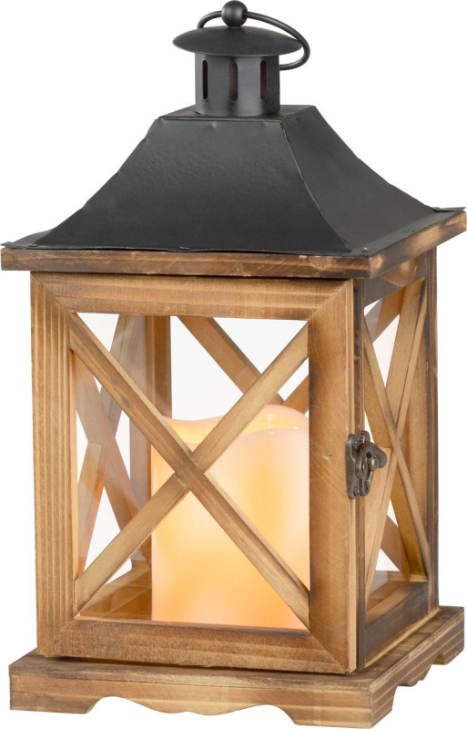 Lampáš MagicHome LW8834, 16x16x35 cm, LED, 3xAAA, drevo 1